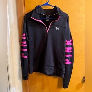 PINK Victoria's Secret Cycling Jogging Black and Pink 1/4 Zip Jacket